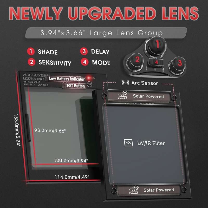 Newly Upgraded Pro Blue-Light Auto-Darkening Welding Helmet Lens