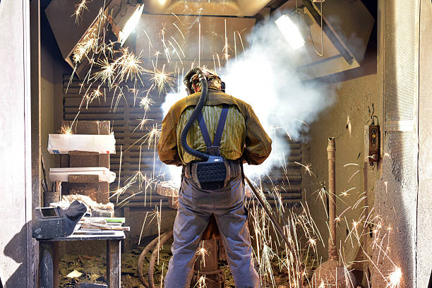 Professional welding helmets are used in demanding work environments.